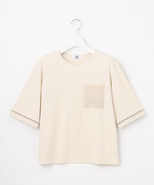 J.PRESS LADIES L 【一枚で着映え】レーシーコンビ ポケットデザイン カットソー ベージュ系