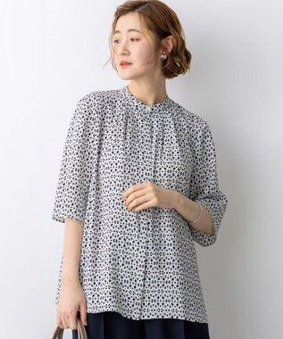 23区 L 【先行予約】カレイドスコーププリント バンドカラー ブラウス