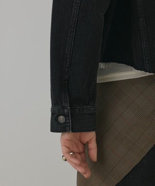 GRACE CONTINENTAL フリンジスタッズデニムジャケット ブラック