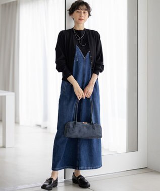 23区 L 【洗える/吊り干しOK】ヴィスコースストレッチ ノースリーブ ニット ブラック系