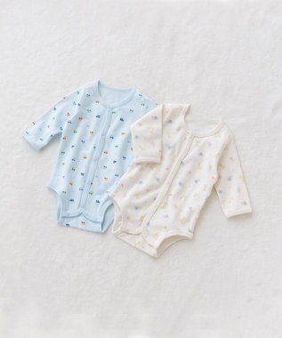 MIKI HOUSE HOT BISCUITS 【70-60cm】 長袖ボディシャツ２枚セット(前開き仕様)