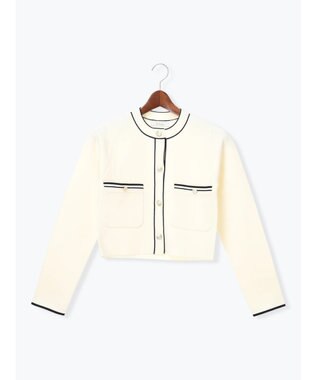 Te chichi ミラノリブ配色ラインカーディガン オフホワイト