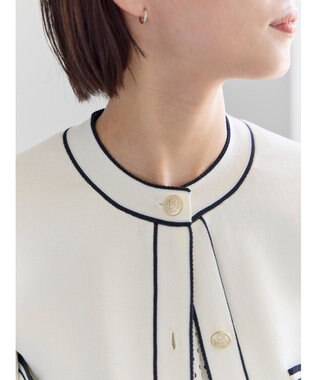 Te chichi ミラノリブ配色ラインカーディガン オフホワイト