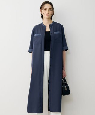 ICB 【先行予約】 FluidBackSatin シャツワンピース ダルブルー