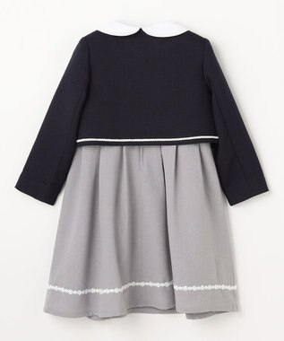 ANY KIDS 【2点セット】ノーカラー ボレロジャケット+襟付き ワンピース グレー