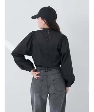 earth music&ecology ピンタックレースブラウス Black