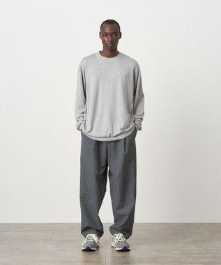 ATON WOOL WASHI TROPICAL | ワイドパンツ - UNISEX CHARCOAL GRAY