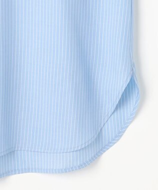 自由区 L ドレープブロード シャツブラウス サックス×白ライン