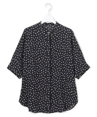 ICB L 【先行予約・WEB限定カラーあり】BackSatinAmunzen 5分袖バンドカラーブラウス