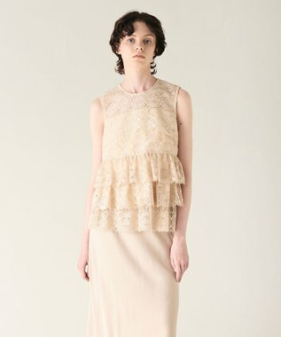 GRACE CONTINENTAL レースギャザートップ ベージュ