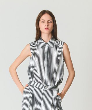 GRACE CONTINENTAL ヒッコリージャガードボウタイブラウス ホワイト