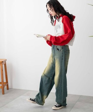 WEGO ラグランショートパーカー レッド