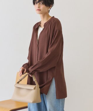 AMERICAN HOLIC 楊柳バンドカラーシャツ Brown