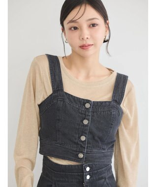 【時間限定値下げ】 Sov. フロントボタンベアビスチェ フロントボタンデニムビスチェ / earth music&ecology