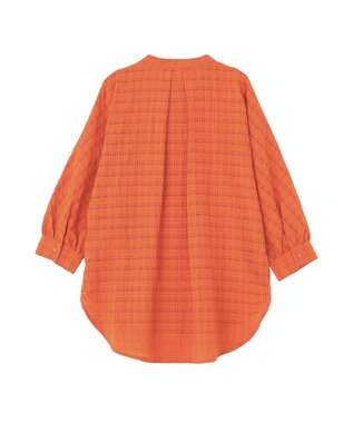 Green Parks シアーチェック７分袖シャツ Orange