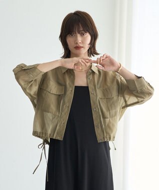 YECCA VECCA 【2点SET】シアーシャツ×Aラインキャミワンピース Purple