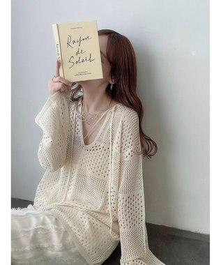 Green Parks ２ＷＡＹ透かし編みニットプルオーバー Ivory