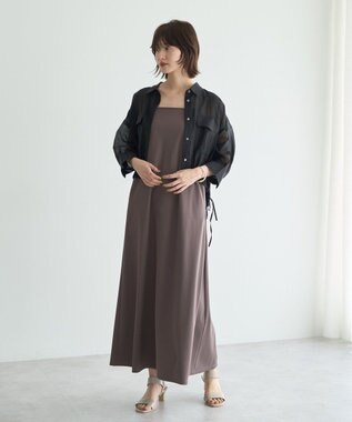 YECCA VECCA 【2点SET】シアーシャツ×Aラインキャミワンピース Purple