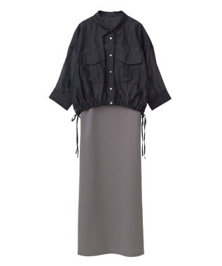 YECCA VECCA 【2点SET】シアーシャツ×Aラインキャミワンピース Purple