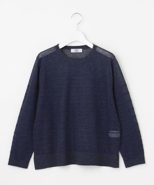 J.PRESS LADIES 【WEB限定・洗える】Vis/Peスパーク シアー ボーダー ニット ダルブルー×ダルブルー系