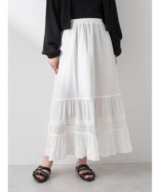earth music&ecology レースティアードスカート Ivory