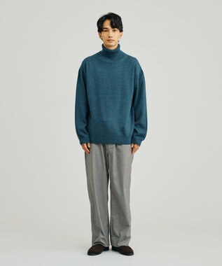 J.PRESS YORK STREET 【UNISEX】ANTI PILLING WOOL タートルニット ダルブルー系