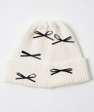 WEGO ribbon　knit　cap ホワイト