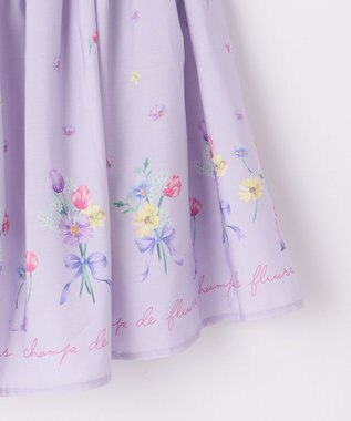 ANY KIDS フラワー ブーケ プリント スカパン ラベンダー系