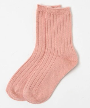 WEGO 【あったか】ぽかぽか裏起毛リブソックス ライトピンク