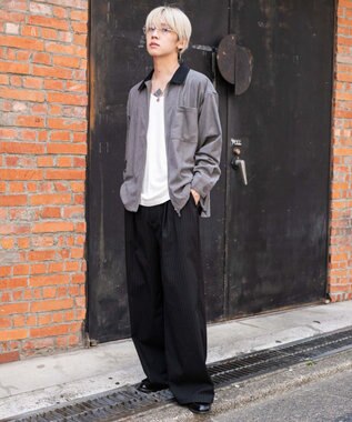 WEGO 【ユニセックス着用ITEM/MLサイズ展開】コーデュロイシャツジャケット ブラック中濃色