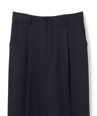 UNFILO L 【ウエストゴム】ドライダブルクロス タックテーパードパンツ ネイビー