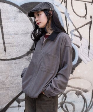 WEGO 【ユニセックス着用ITEM/MLサイズ展開】コーデュロイシャツジャケット ブラック中濃色