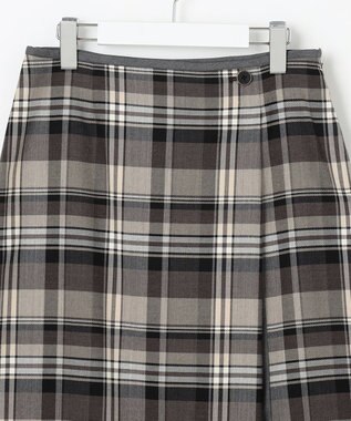 J.PRESS LADIES 【洗える】テトロンレーヨン/ウール milledタータン スカート ベージュチェック系