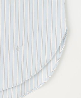 自由区 S 【スタイリストコラボ・洗える】SOMELOSバンドカラー シャツ サックスストライプ