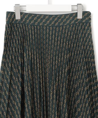 23区 【洗える】Ratti チェーンモチーフ プリーツスカート ダークグリーンプリント