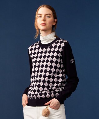 23区GOLF 【WOMEN】【ウォッシャブル】アーガイル ニット ネイビー系5