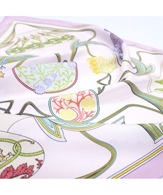 Marca ＜春の新色！＞【伝統横濱スカーフ】フラワーベースヌーヴォー  小判 シルクツイルスカーフ ピンク