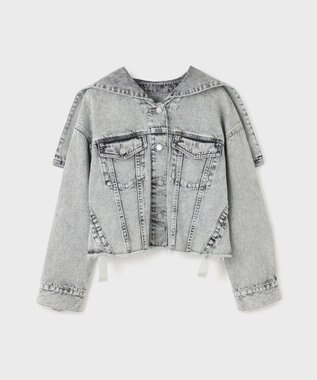 GRACE CONTINENTAL フードジップデニムジャケット グレー