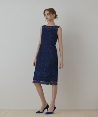 GRACE CONTINENTAL コ－ド刺繍タイトドレス