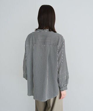 YECCA VECCA 2way裾アレンジパール釦ブラウス Stripe
