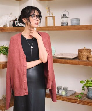 WEGO 【WEB限定/2025年秋冬新作//洗濯可/MLサイズ展開/ユニセックス着用ITEM】ドロップショルダーカーディガン レッドその他