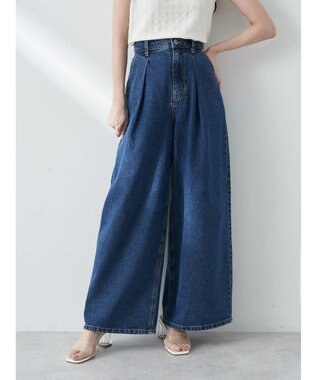earth music&ecology タックワイドデニムパンツ Medium Indigo