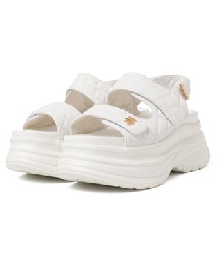 WEGO 【MLサイズ展開】厚底キルティングサンダル ホワイト