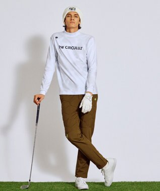 PW CIRCULUS 【裏起毛であたたか】【MEN】Dot camouflage ロングスリーブモックネックT ゴルフ ホワイト系5