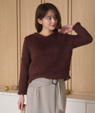 Feroux 【洗える】シャギーVネック ニット