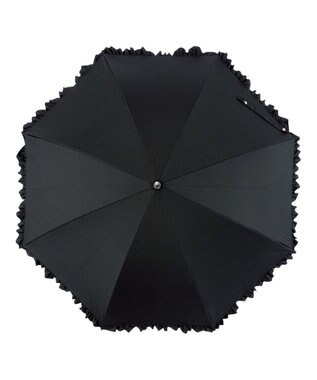 MOONBAT estaa 晴雨兼用 長傘 無地フリル 日傘 遮光 遮熱 UV ブラック
