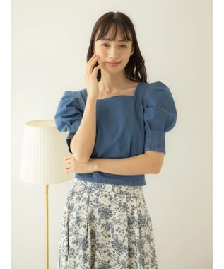 earth music&ecology パワショルスクエアネックプルオーバー Indigo