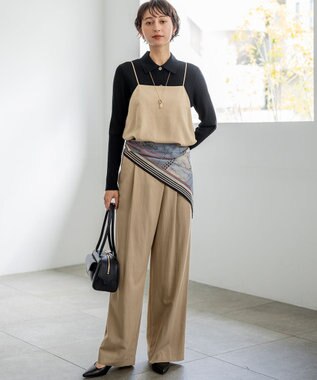 23区 S 【先行予約】ドレープツイル アシンメトリー ワイド パンツ ベージュ系