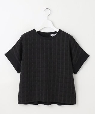 J.PRESS LADIES S 【洗える】チェックコンビジャージー カットソー ブラック系