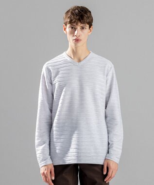 JOSEPH HOMME 【LEON 掲載】ストームリップル　Vネックカットソー ライトグレー系